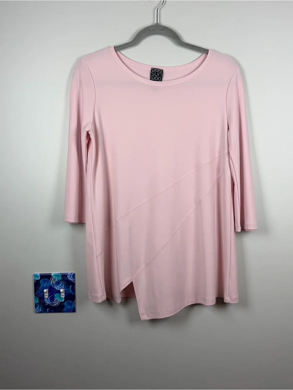 Clara Sun Woo Womens Pink Asymmetrical Top Line Angle Tunic Minimalist Lagenlook